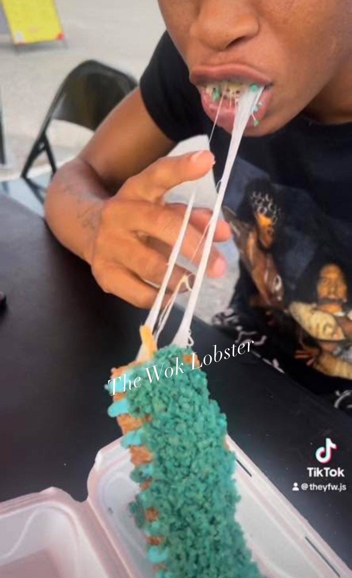 Blue Takiz Korean Corn Dog cheese pull